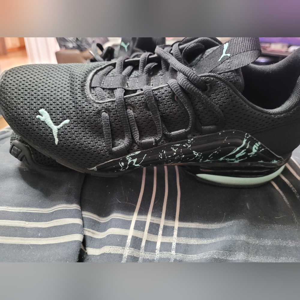 Black and Teal Athletic Sneakers